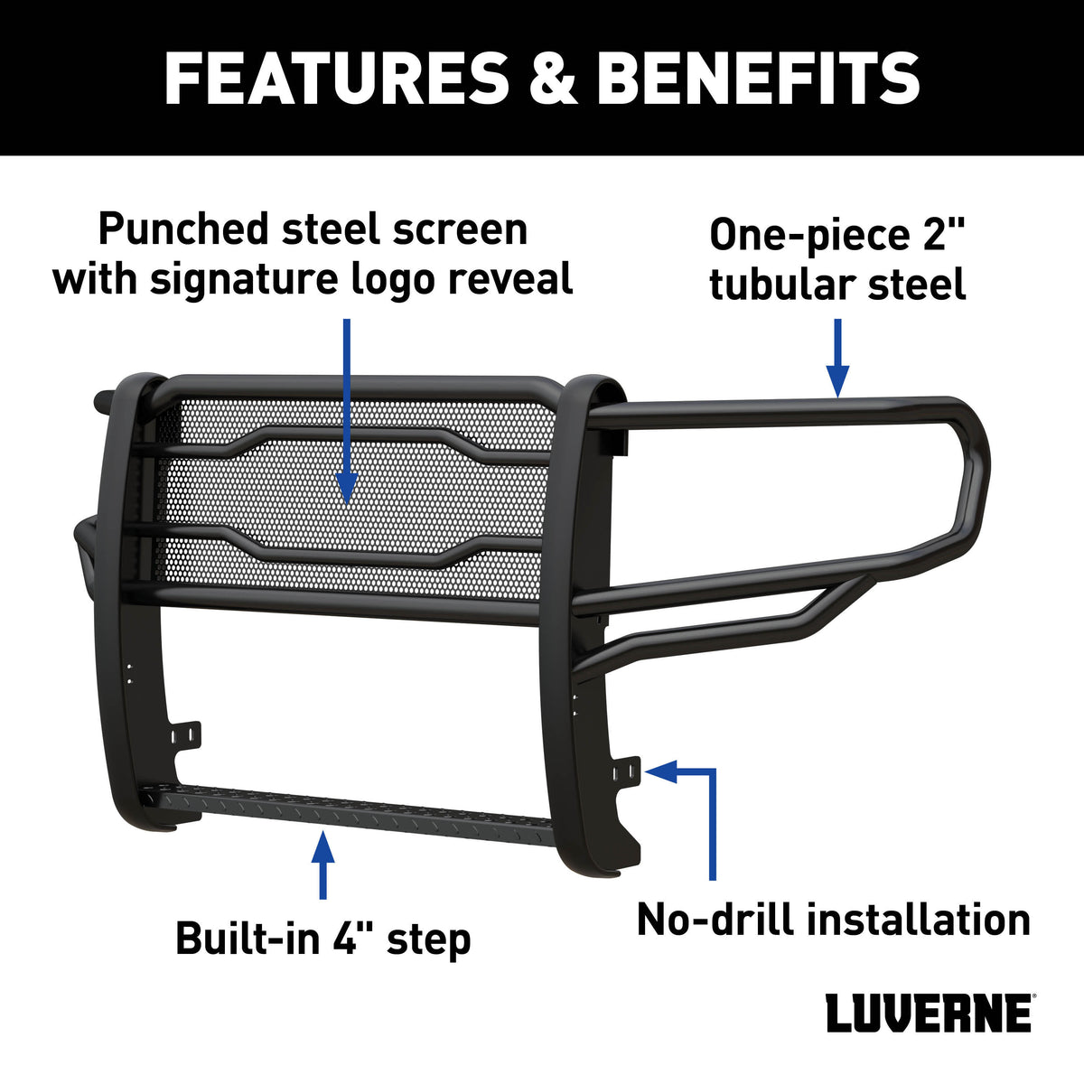 LUVERNE 321805 Prowler Max Black Steel Truck Grille Guard, Compatible with Select Ram 1500