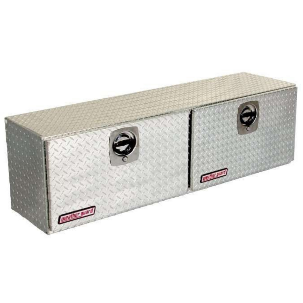Weather Guard 64 in Aluminum Top Mount Tool Box, Double Door, Bright Aluminum (364-0-02)