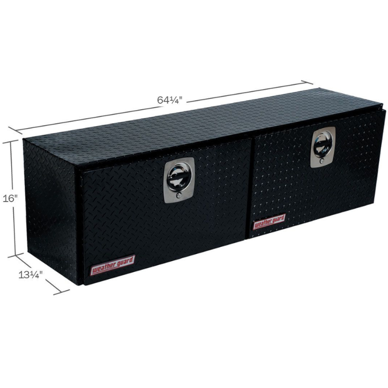 Weather Guard 64 in Aluminum Top Mount Tool Box, Double Door, Gloss Black (364-5-02)