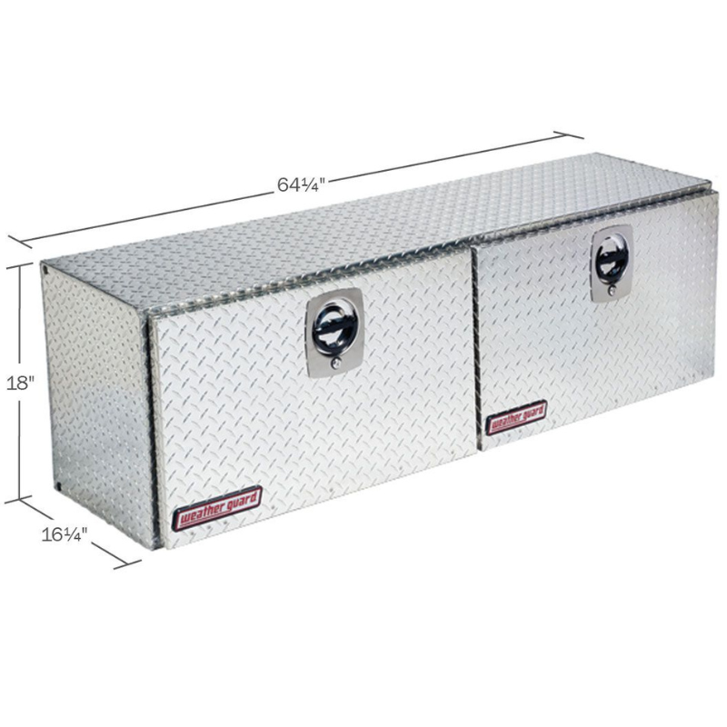 Weather Guard 64 in Aluminum Top Mount Tool Box, Double Door, Bright Aluminum (365-0-02)