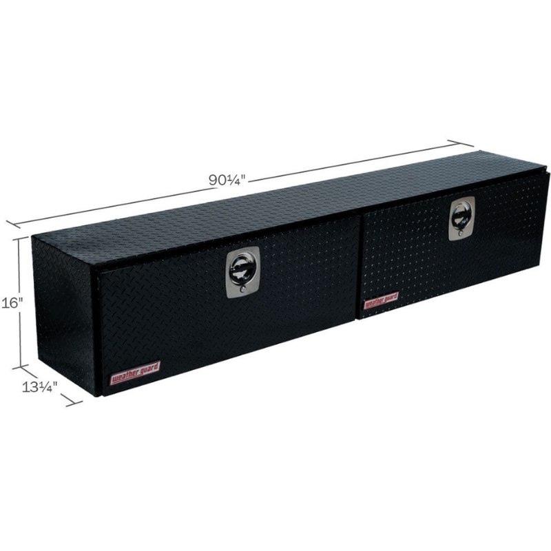 Weather Guard 90 in Aluminum Top Mount Tool Box, Double Door, Gloss Black (390-5-02)