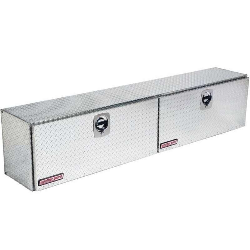 Weather Guard 90 in Aluminum Top Mount Tool Box, Double Door, Bright Aluminum (391-0-02)