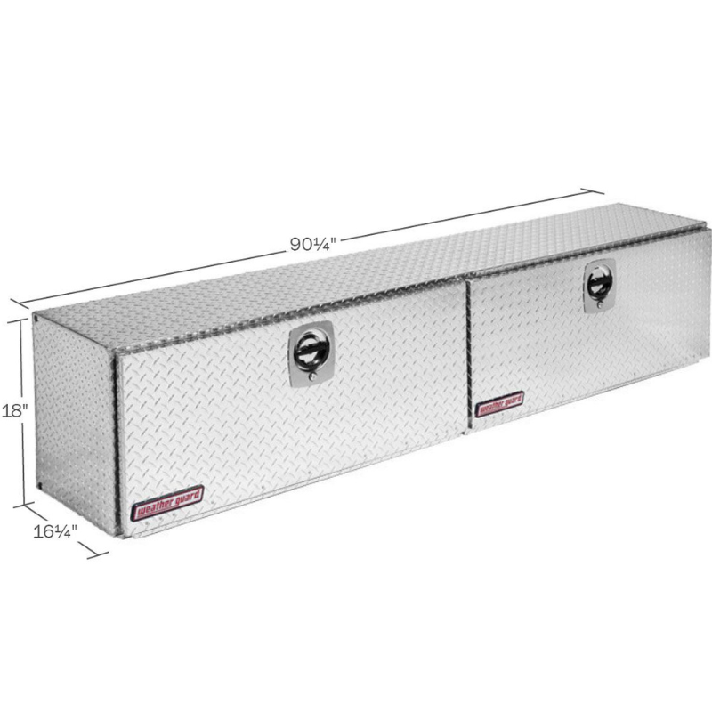 Weather Guard 90 in Aluminum Top Mount Tool Box, Double Door, Bright Aluminum (391-0-02)