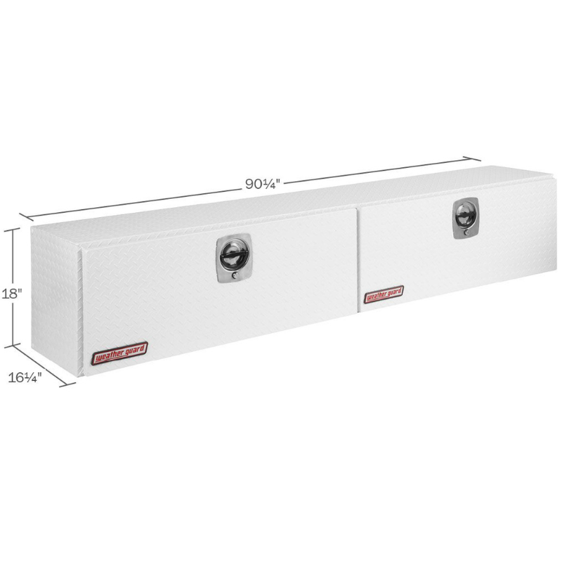 Weather Guard 90 in Aluminum Top Mount Tool Box, Double Door, White (391-3-02)