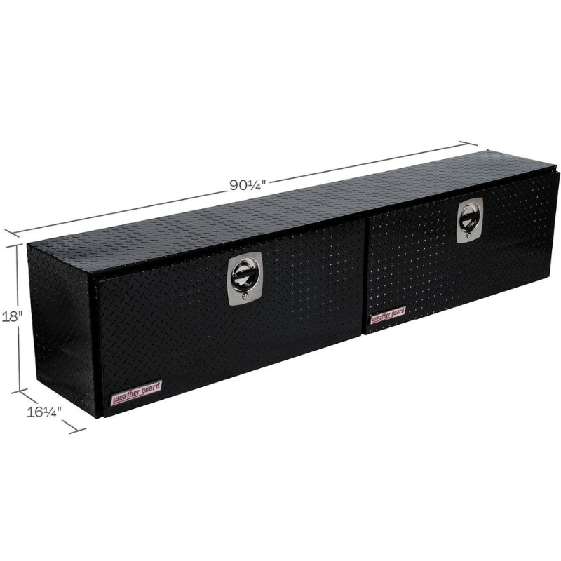 Weather Guard 90 in Aluminum Top Mount Tool Box, Double Door, Gloss Black (391-5-02)