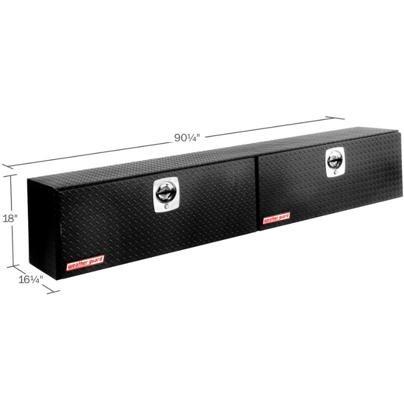 Weather Guard 90 in Aluminum Top Mount Tool Box, Double Door, Textured Matte Black (391-52-02)