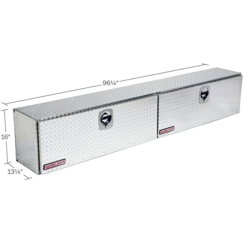 Weather Guard 96 in Aluminum Top Mount Tool Box, Double Door, Bright Aluminum (396-0-02)