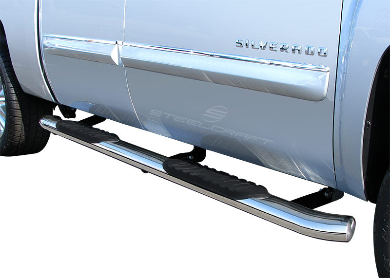 Steelcraft 5" Oval Premium Sidebars - Stainless Steel - 2014 Chevy Silverado / GMC Sierra Crew Cab (Excludes 14 1500) (402229P)