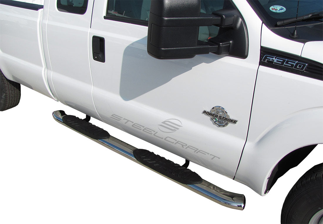Steelcraft 5" Oval Premium Sidebars - Stainless Steel - 2014-2016 Ford Super Duty Super Cab (412459P)