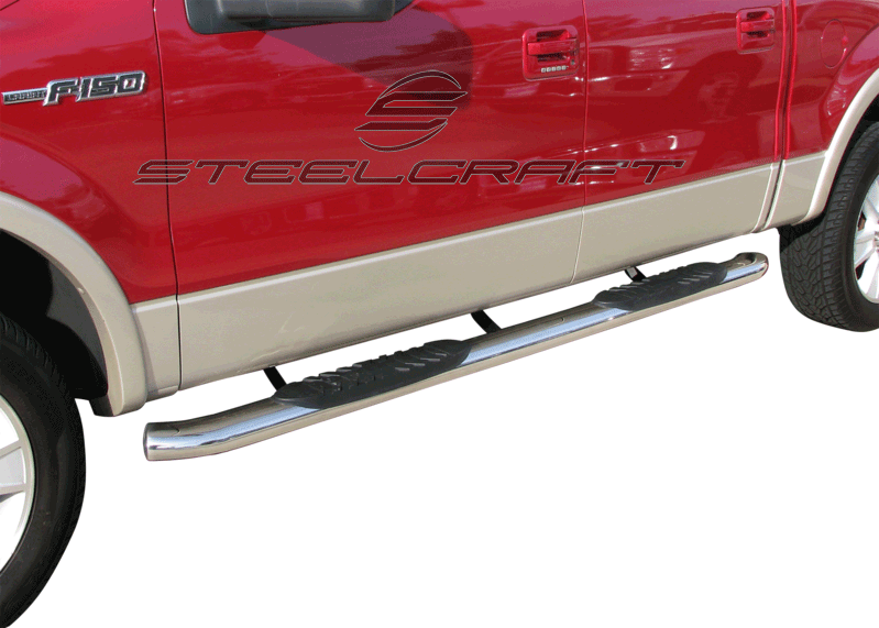 Steelcraft 5" Oval Premium Sidebars - Stainless Steel - 2014 Ford F150 Super Crew Cab (413809P)