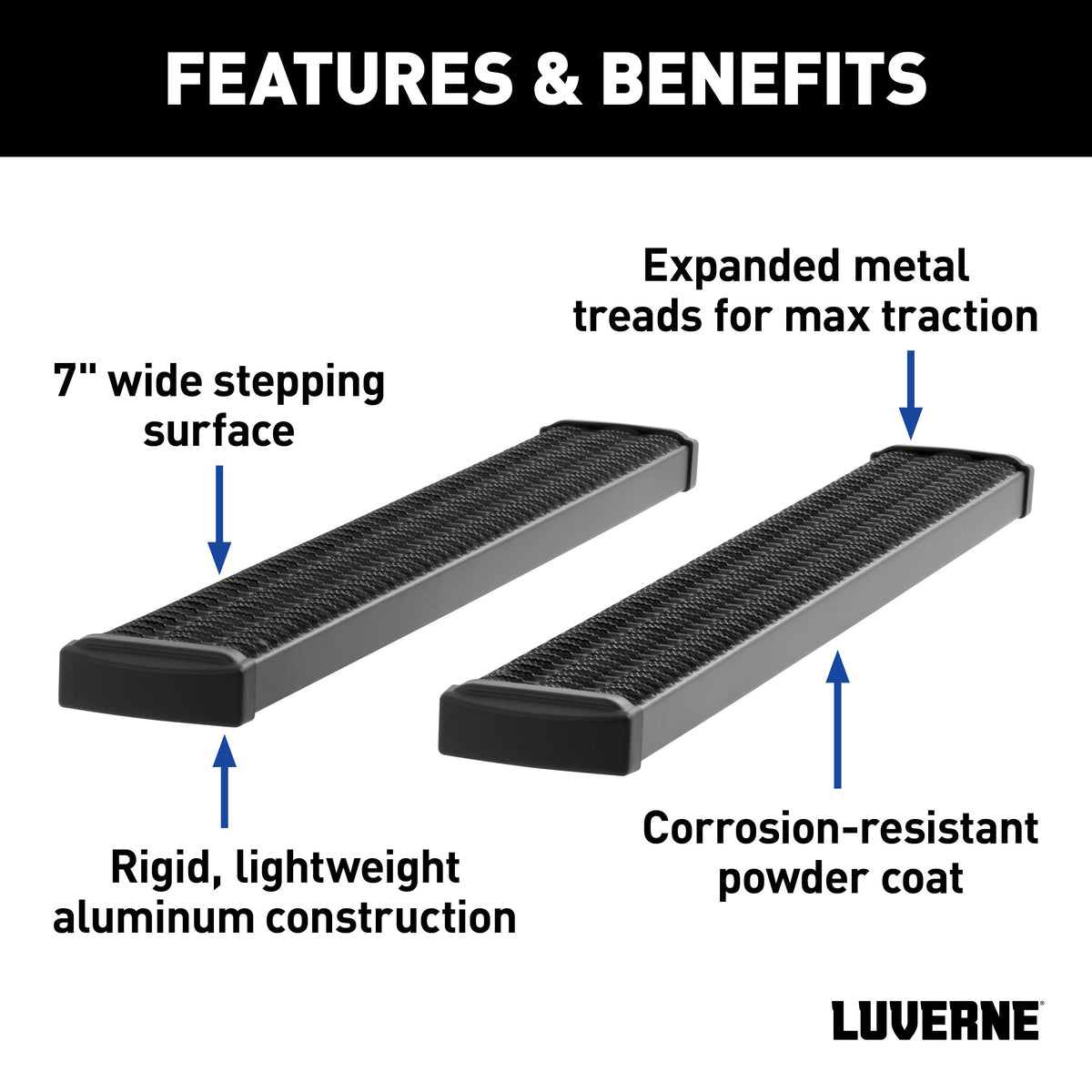 LUVERNE 415098-401733 Grip Step Aluminum 98-In Wheel to Wheel Running Boards, Fits Select Ford F-250, F-350 and F-450 Super Duty