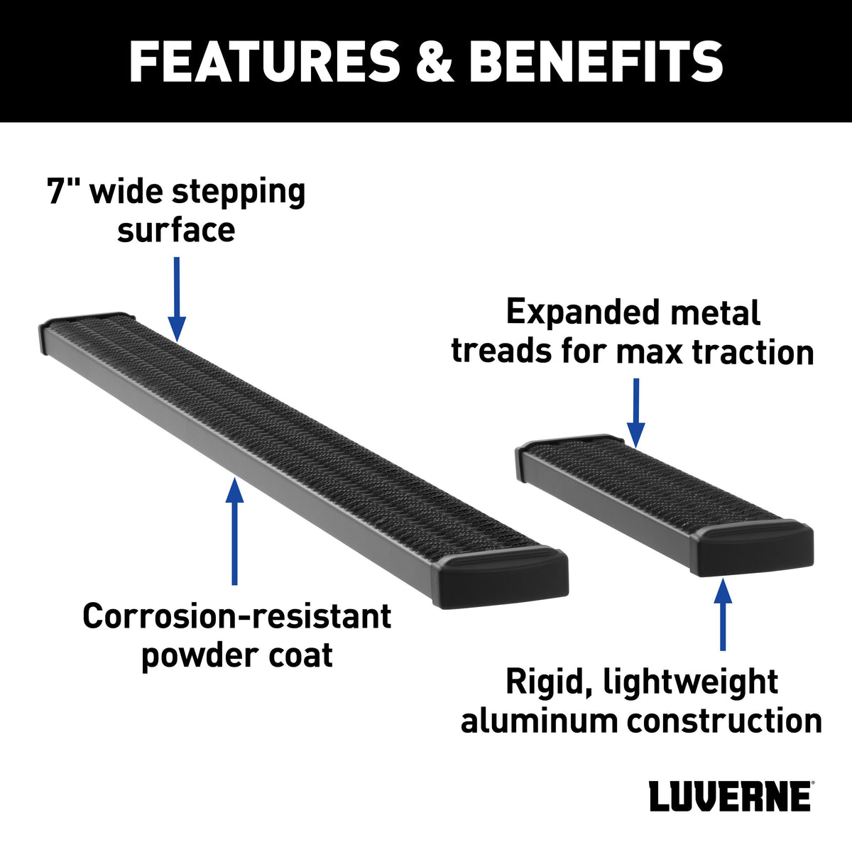 LUVERNE 415100-401477 Grip Step Black Aluminum 100-Inch, 36-Inch Van Running Boards, Compatible with Select Ram ProMaster
