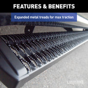 LUVERNE 415125-401449 Grip Step Black Aluminum 125-In Wheel to Wheel Running Boards, Select Chevrolet Silverado, GMC Sierra 2500, 3500 HD