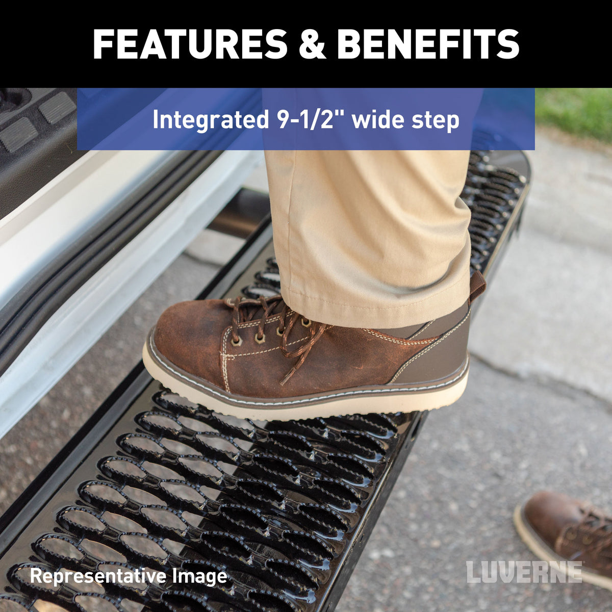 LUVERNE 415358-571511 Impact Cargo Van Rear Bumper Guard and Step, Fixed Brackets, Select Dodge, Freightliner, Mercedes-Benz Sprinter