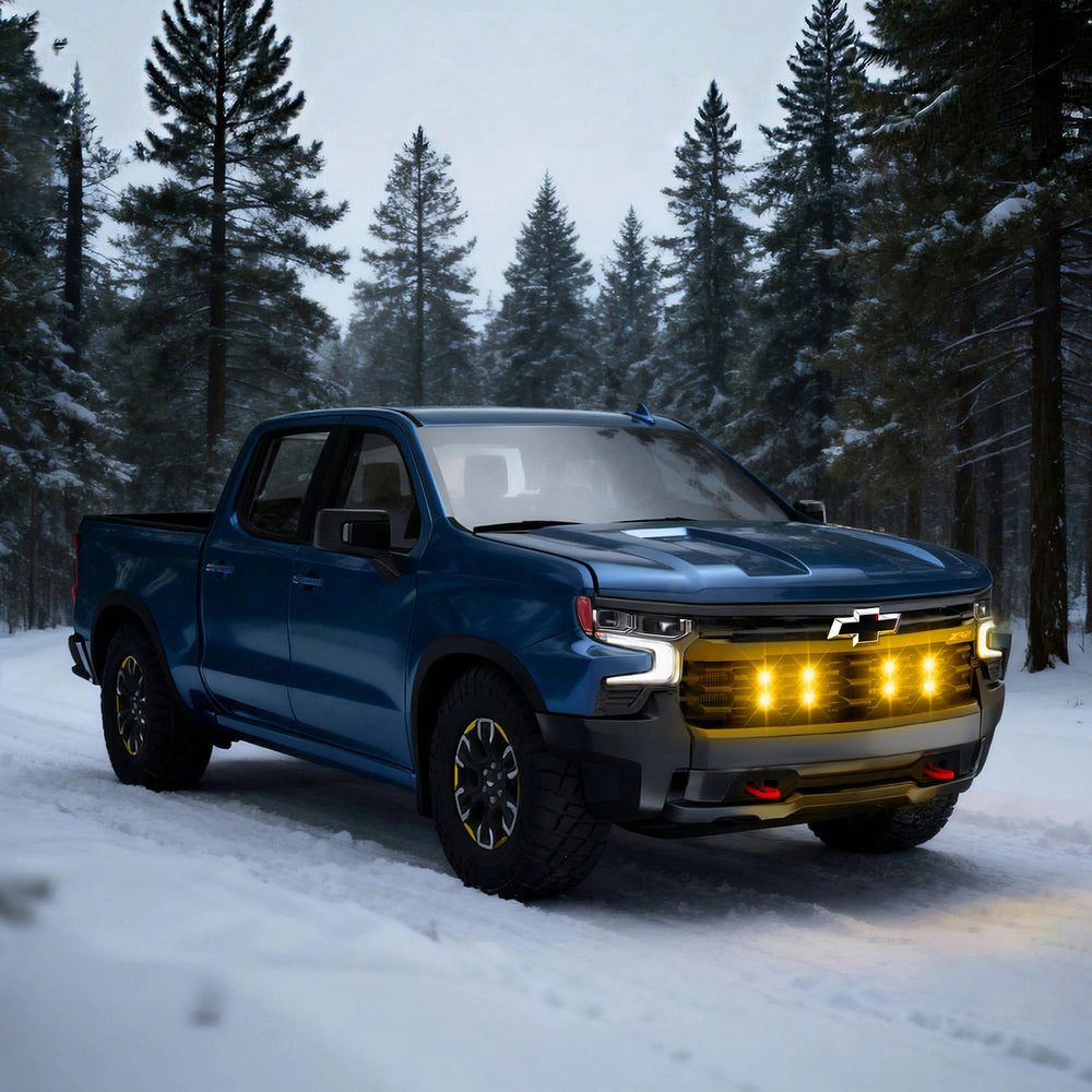 ARC Lighting Tiny Monster Grille Kit, Silverado ZR2/Bison, 2022-25, 8 Pods+Harness+Bracket - Part 42CB8