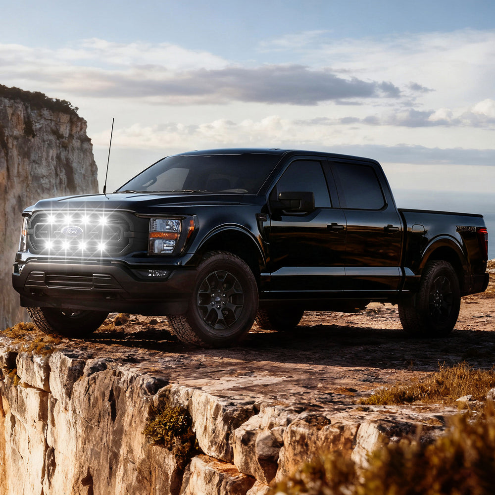 ARC Lighting Tiny Monster Grille Kit for F-150 XL/XLT, 2021-23, 8 Pod Lights with Harness - Part 42F18