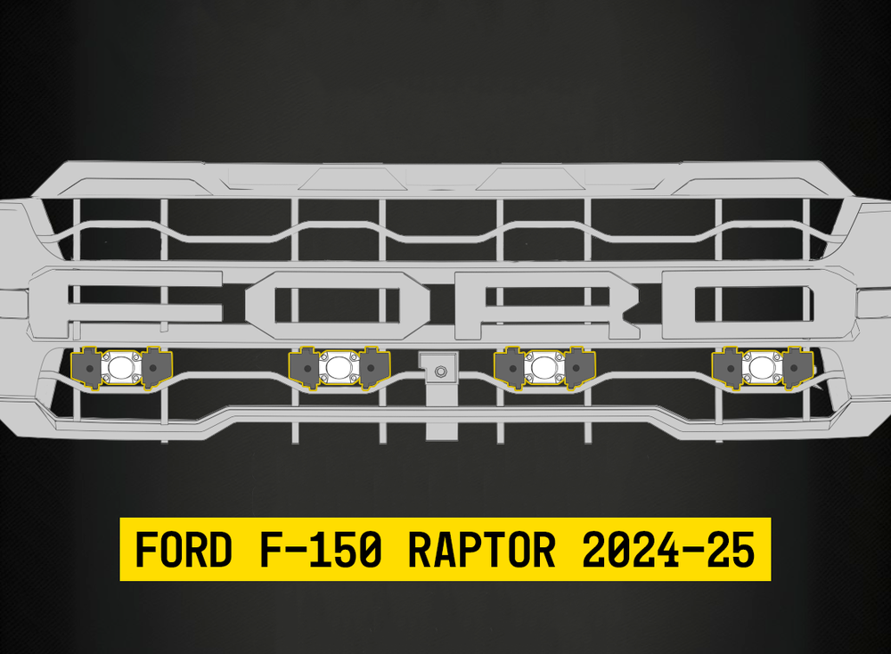 ARC Lighting Tiny Monster Grille Kit for F-150 Raptor Bot, 2024-25, 4 Pod Lights with Harness - Part 42FA4B