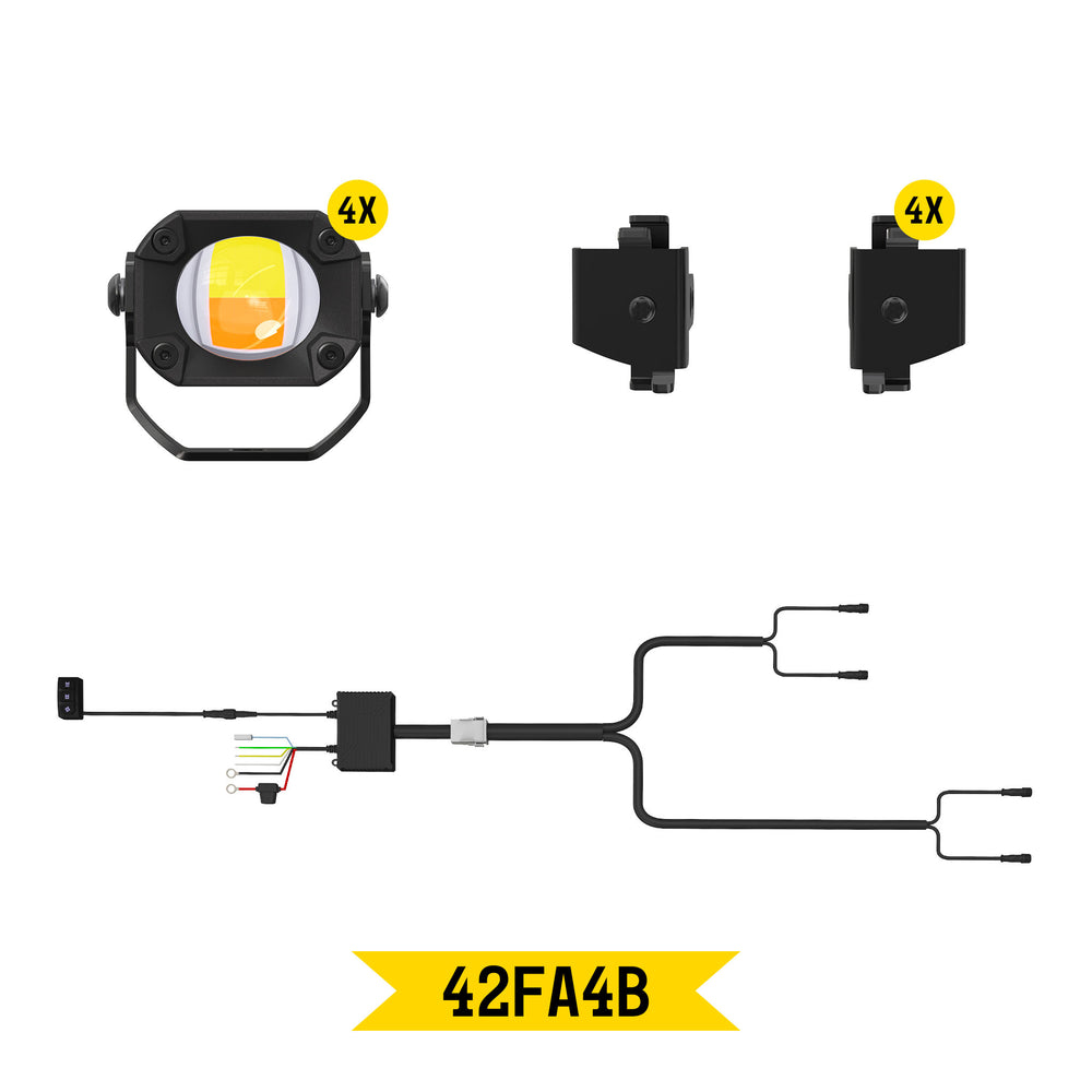 ARC Lighting Tiny Monster Grille Kit for F-150 Raptor Bot, 2024-25, 4 Pod Lights with Harness - Part 42FA4B