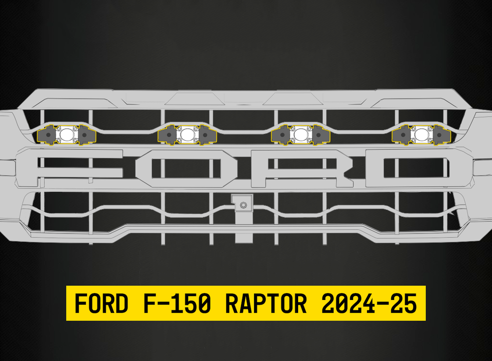 ARC Lighting Tiny Monster Grille Kit for F-150 Raptor Top, 2024-25, 4 Pod Lights with Harness - Part 42FA4T