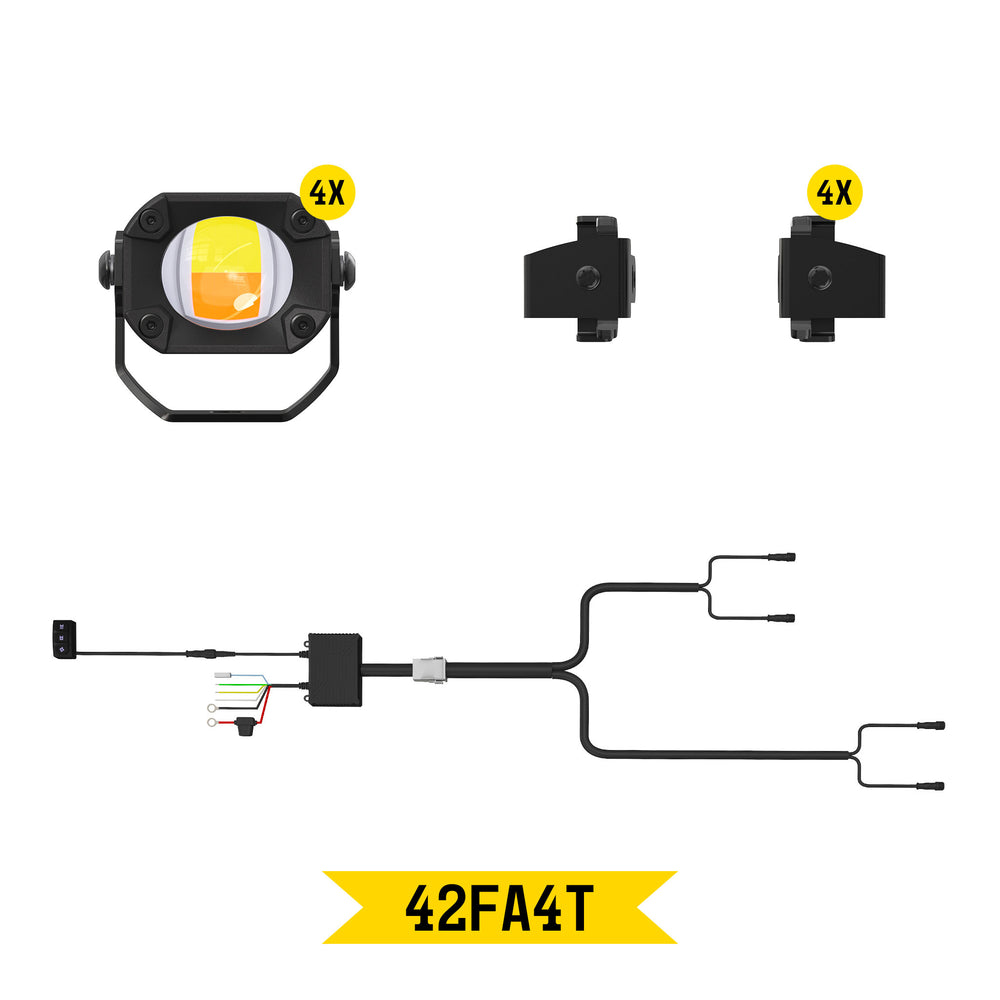 ARC Lighting Tiny Monster Grille Kit for F-150 Raptor Top, 2024-25, 4 Pod Lights with Harness - Part 42FA4T