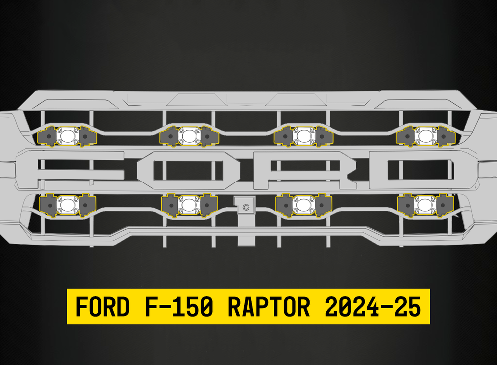 ARC Lighting Tiny Monster Grille Kit for F-150 Raptor, 2024-25, 8 Pod Lights with Harness - Part 42FA8