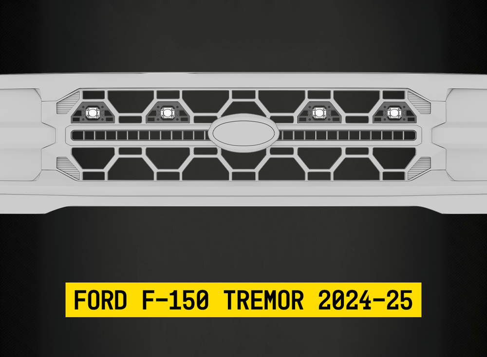 ARC Lighting Tiny Monster Grille Kit for F-150 Tremor, 2024-25, 4 Pod Lights with Harness - Part 42FB4