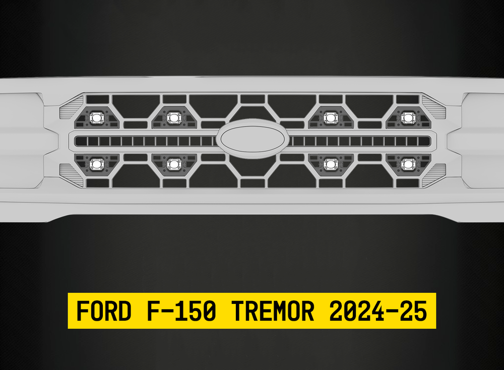 ARC Lighting Tiny Monster Grille Kit for F-150 Tremor, 2024-25, 8 Pod Lights with Harness - Part 42FB8
