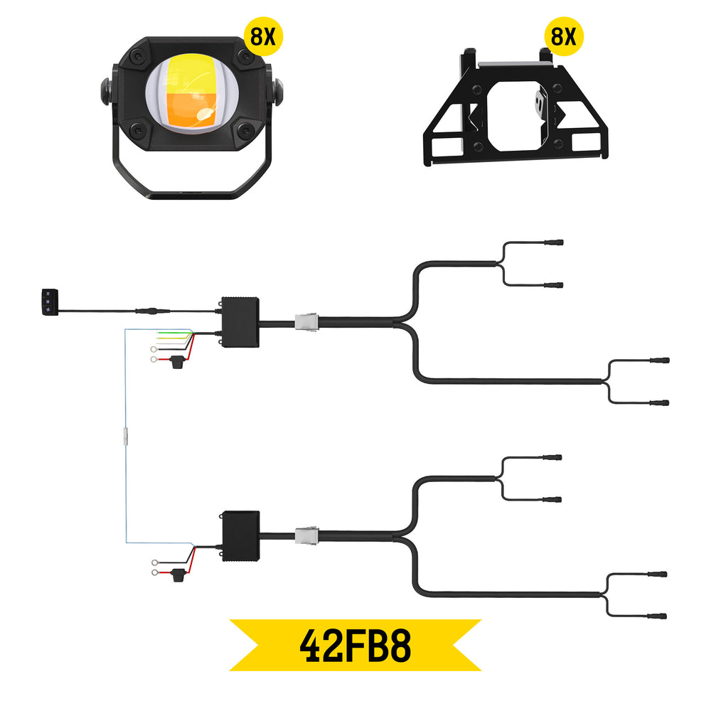 ARC Lighting Tiny Monster Grille Kit for F-150 Tremor, 2024-25, 8 Pod Lights with Harness - Part 42FB8
