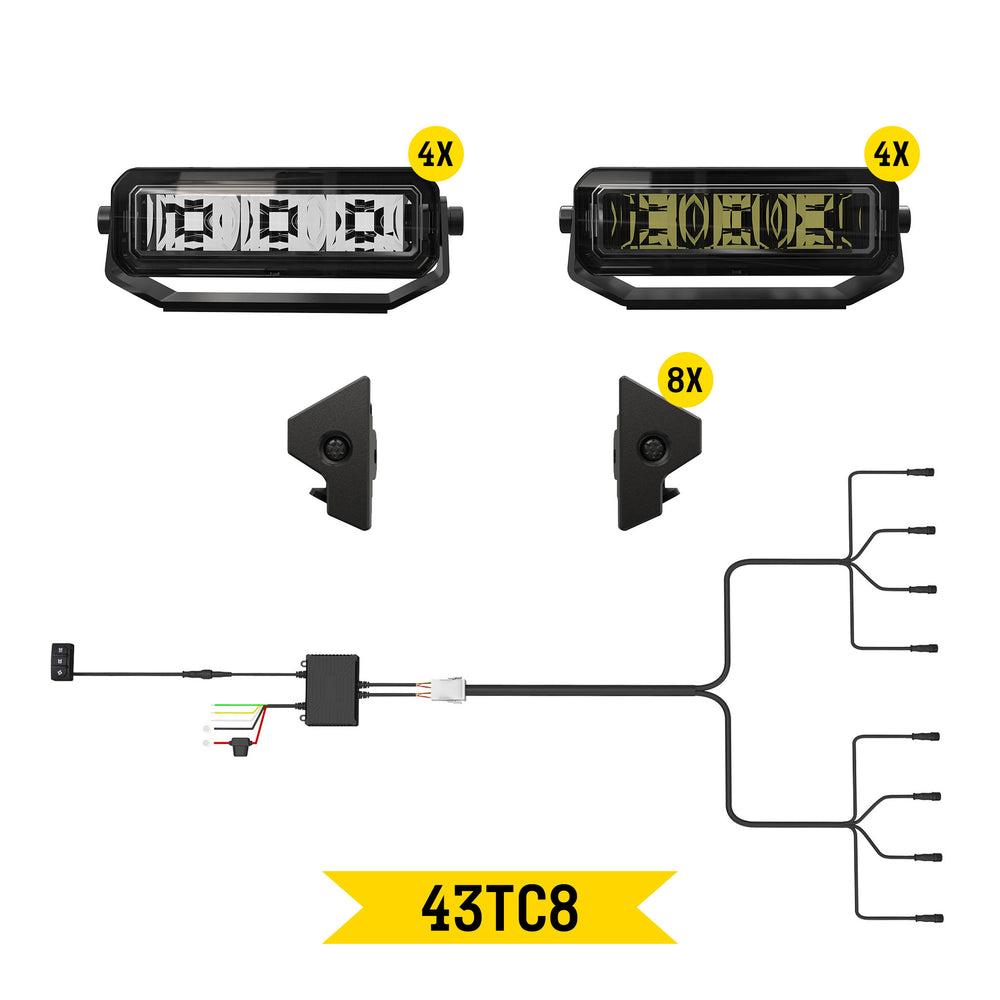 ARC Lighting Tiny Monster Grille Kit for Tacoma TRD Sport, 2020-23, 8 Pod Lights with Harness - Part 43TC8