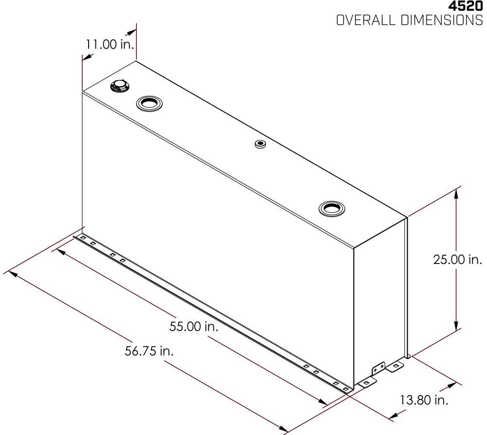 Vector 4520 57-Gallon Pro Transfer Tank dimensions diagram