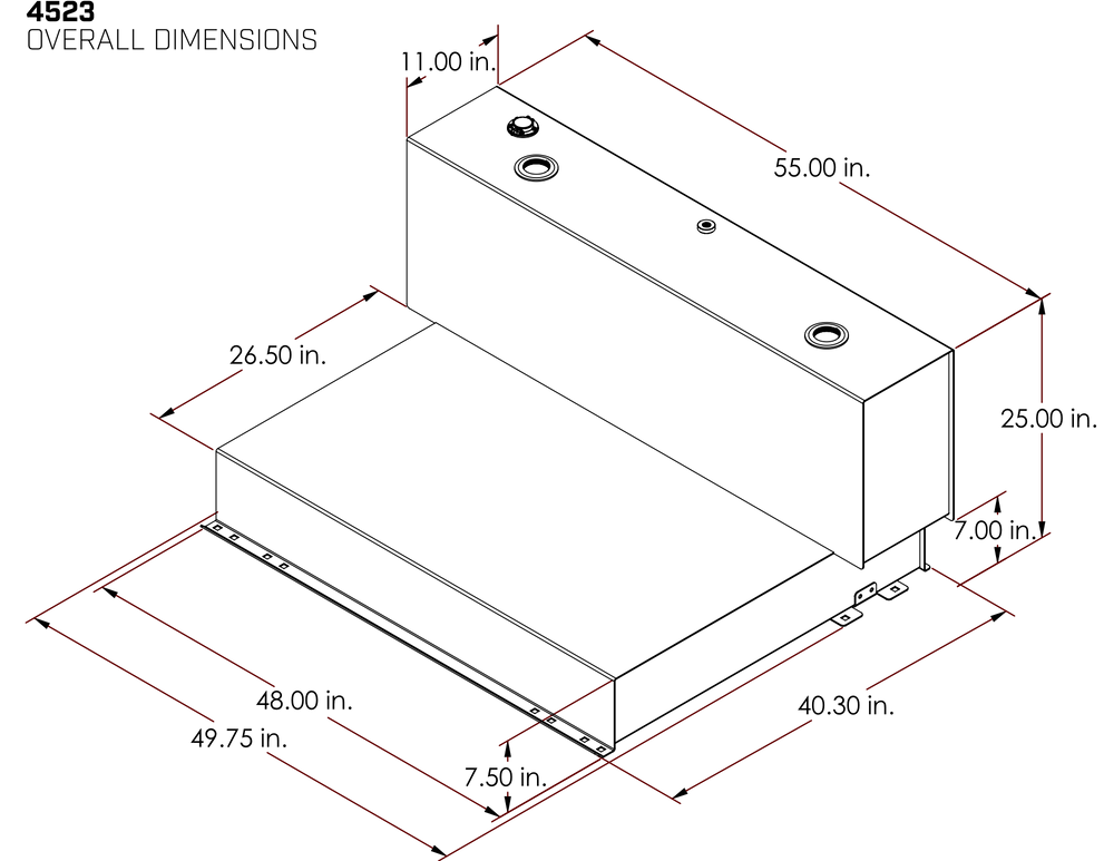 Vector 4523 93-Gallon LT-Style Pro Transfer Tank dimensions diagram
