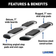 LUVERNE 477093-401449 Regal 7 Stainless Steel 93-In Wheel to Wheel Truck Side Steps, Select Chevrolet Silverado, GMC Sierra 2500, 3500 HD