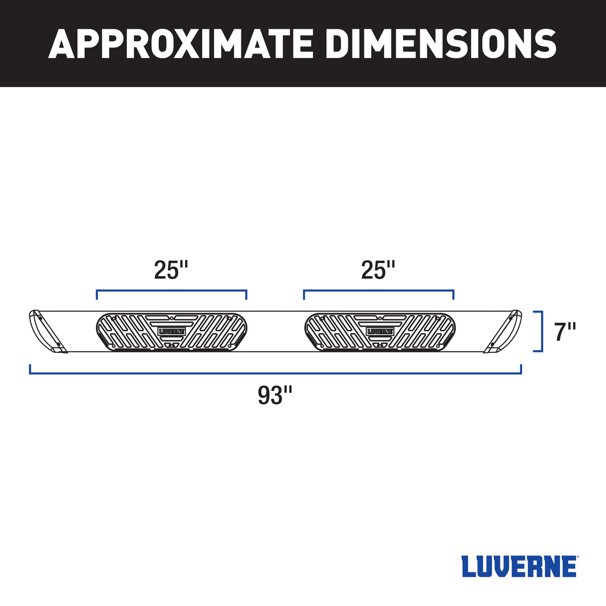 LUVERNE 477093-401733 Regal 7 Stainless Steel 93-In Wheel to Wheel Side Steps, Fits Select Ford F-250, F-350 and F-450 Super Duty