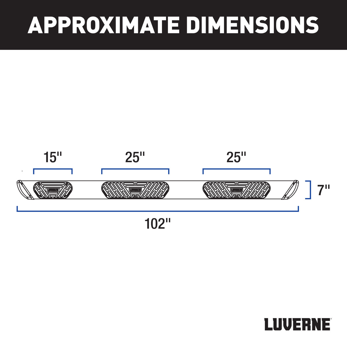 LUVERNE 477102-401536 Regal 7 Stainless Steel 102-In Wheel to Wheel Truck Side Steps, Select Ford Lightning
