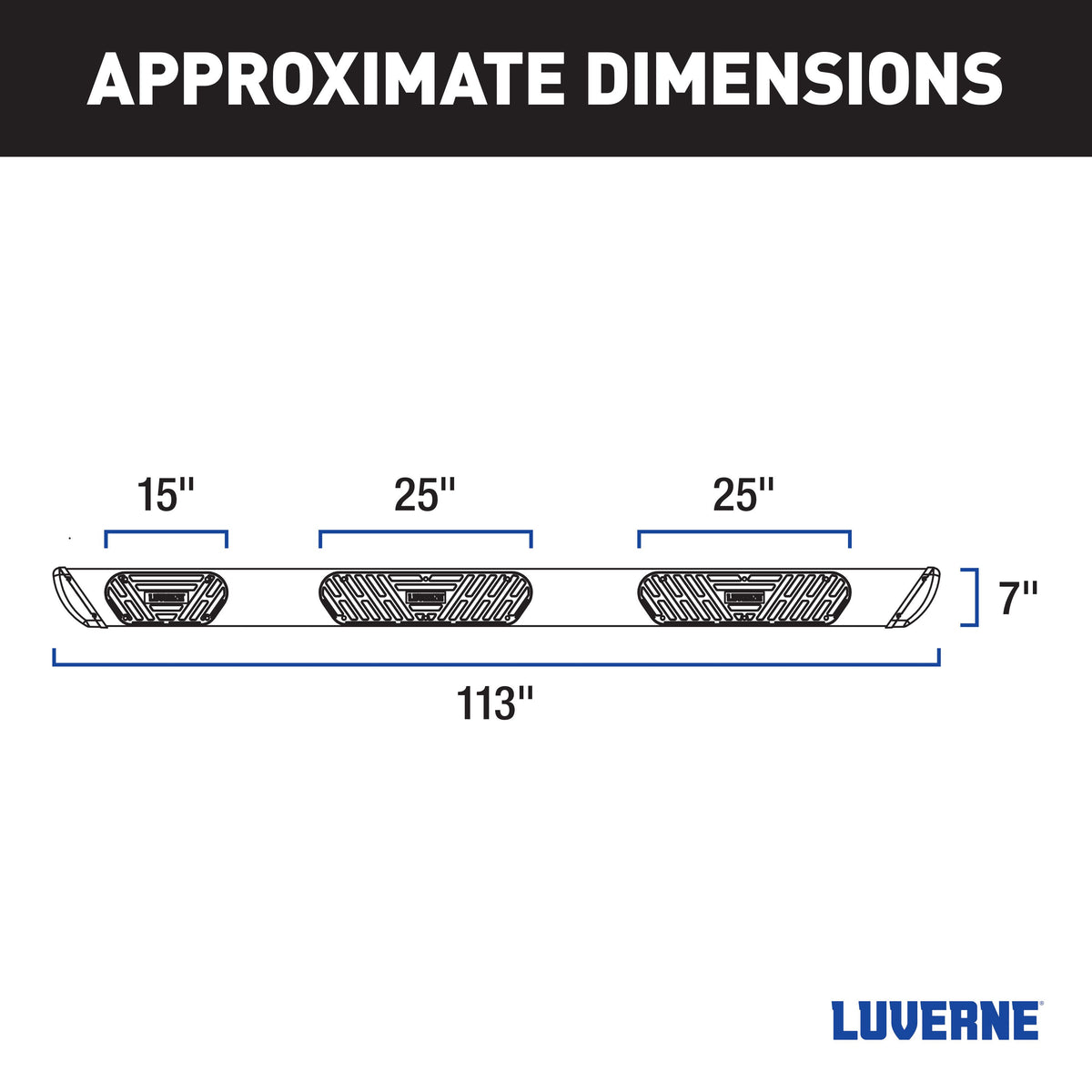 LUVERNE 477114-401449 Regal 7 Stainless Steel 114-In Wheel to Wheel Side Steps, Compatible with Select Chevrolet Silverado, GMC Sierra 2500, 3500 HD