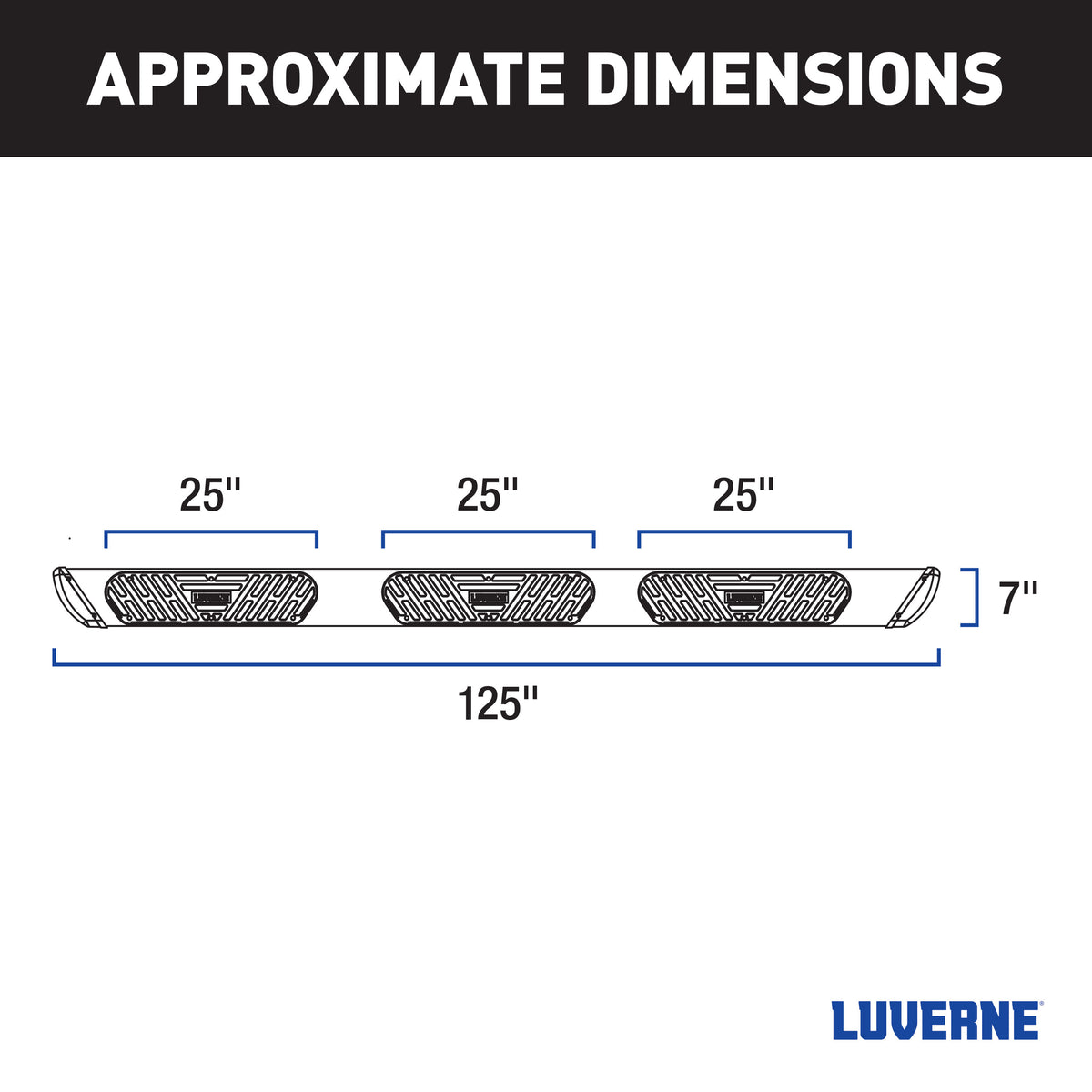LUVERNE 477125-401449 Regal 7 Stainless Steel 125-In Wheel to Wheel Truck Side Steps, Select Chevrolet Silverado, GMC Sierra 2500, 3500 HD