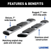 LUVERNE 477125-401733 Regal 7 Stainless Steel 125-In Wheel to Wheel Side Steps, Fits Select Ford F-250, F-350 and F-450 Super Duty