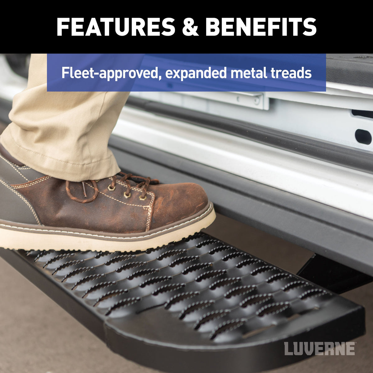 LUVERNE 495154-401800-0 Grip Step XL 9-1/2 x 54-In Steel Passenger Side Running Board Fleet Kit, Compatible with Select Sprinter 2500, 3500
