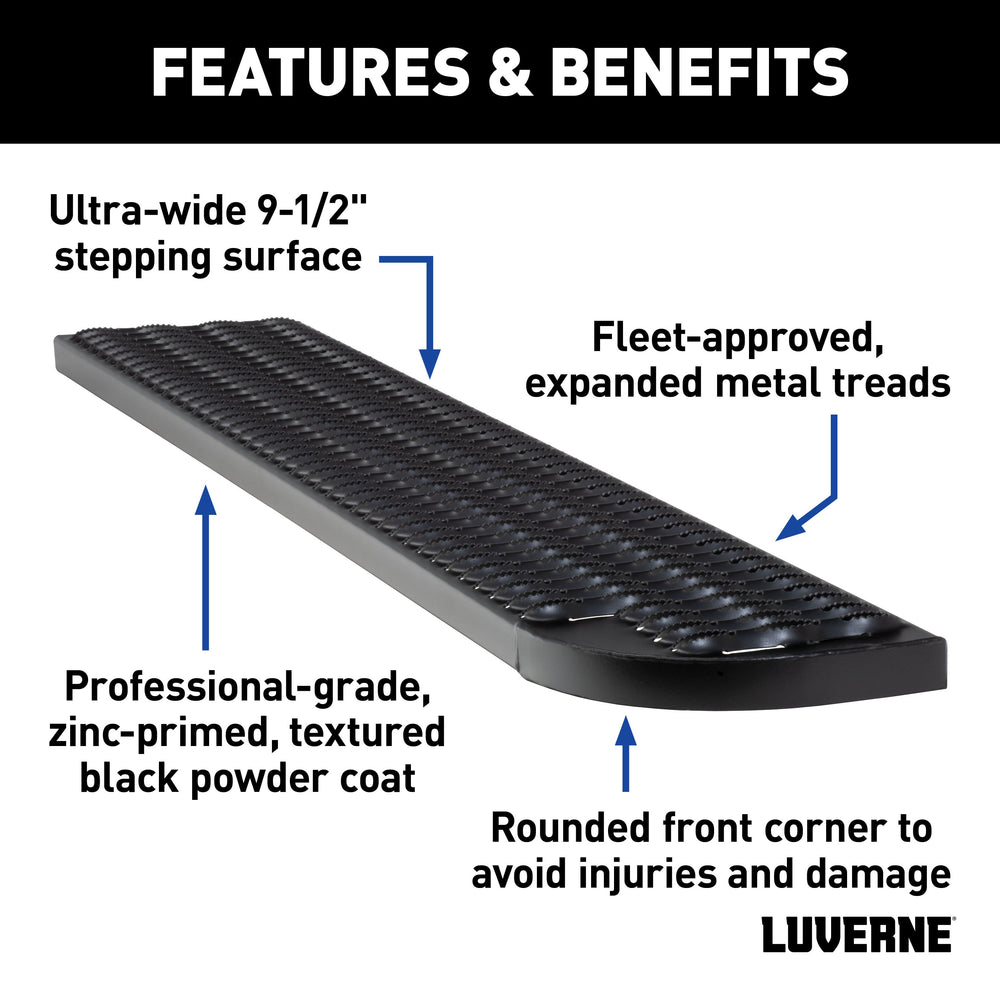 LUVERNE 495154-401800 Grip Step XL 9-1/2 x 54-In Steel Passenger Side Running Board, Select Dodge, Freightliner, Mercedes-Benz Sprinter 2500, 3500