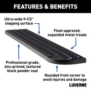 LUVERNE 495154-401817 Grip Step XL 9-1/2 x 54-In Steel Passenger Side Running Board, Select Ford E-Transit Electric Van