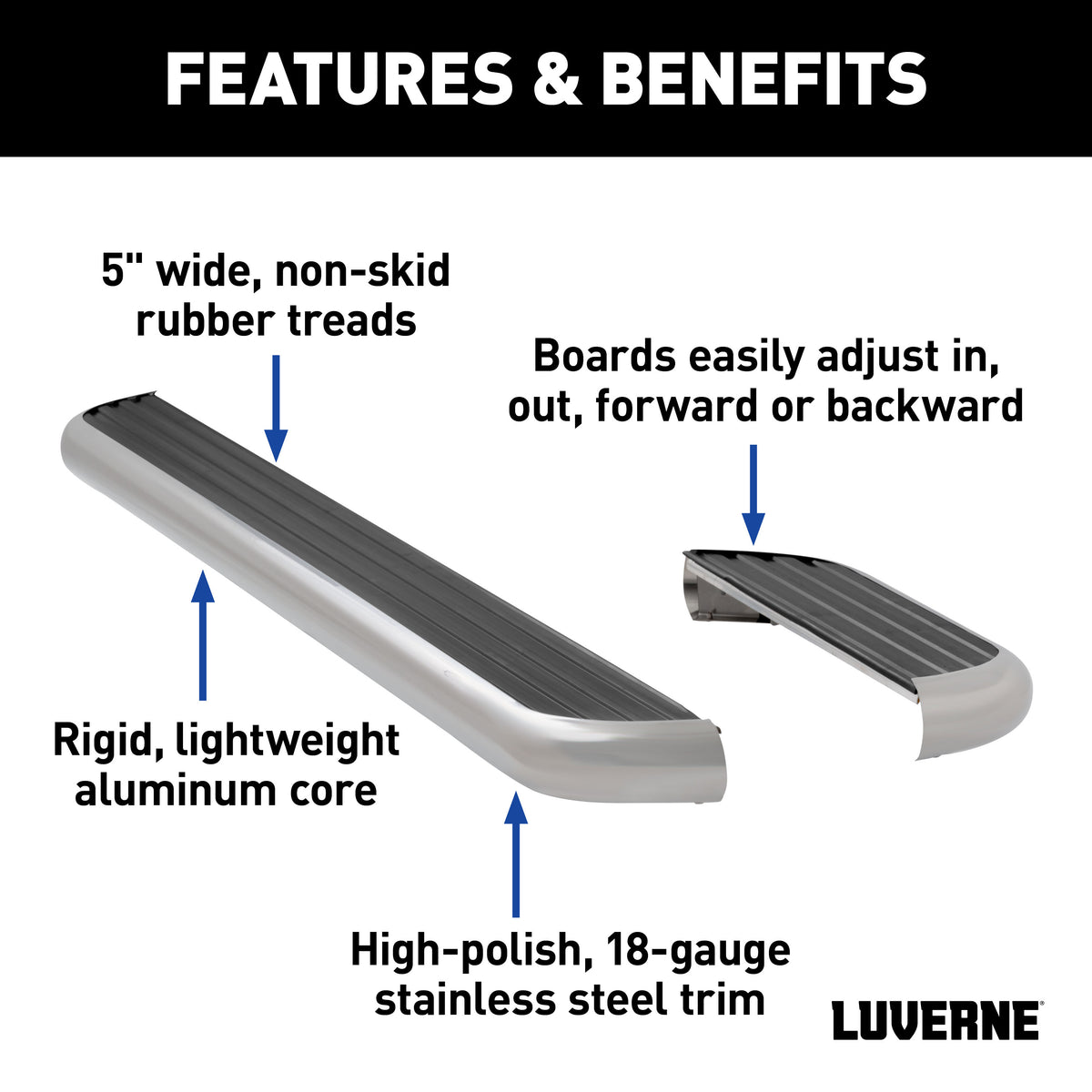 LUVERNE 575100-570747 MegaStep 100, 36-Inch Premium Non-Skid Aluminum Running Boards, Select Dodge, Freightliner, Mercedes-Benz Sprinter 2500, 3500