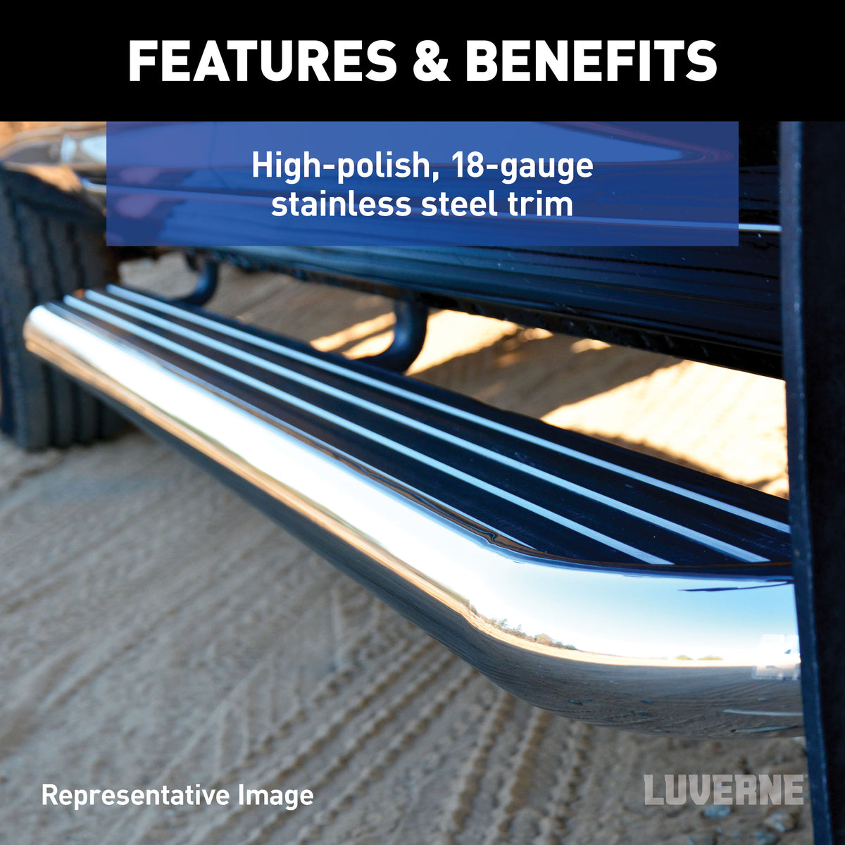 LUVERNE 575100-570747 MegaStep 100, 36-Inch Premium Non-Skid Aluminum Running Boards, Select Dodge, Freightliner, Mercedes-Benz Sprinter 2500, 3500