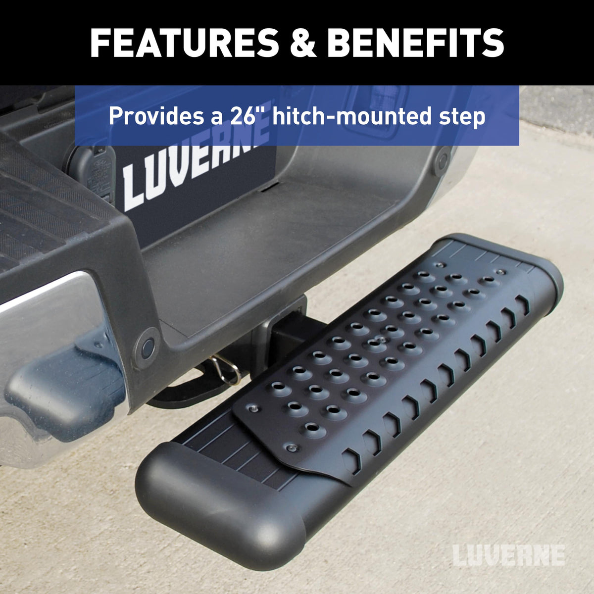 LUVERNE 584026-570000 O-Mega II 7-Inch x 26-Inch Black Aluminum Hitch Step for 2-Inch Receiver