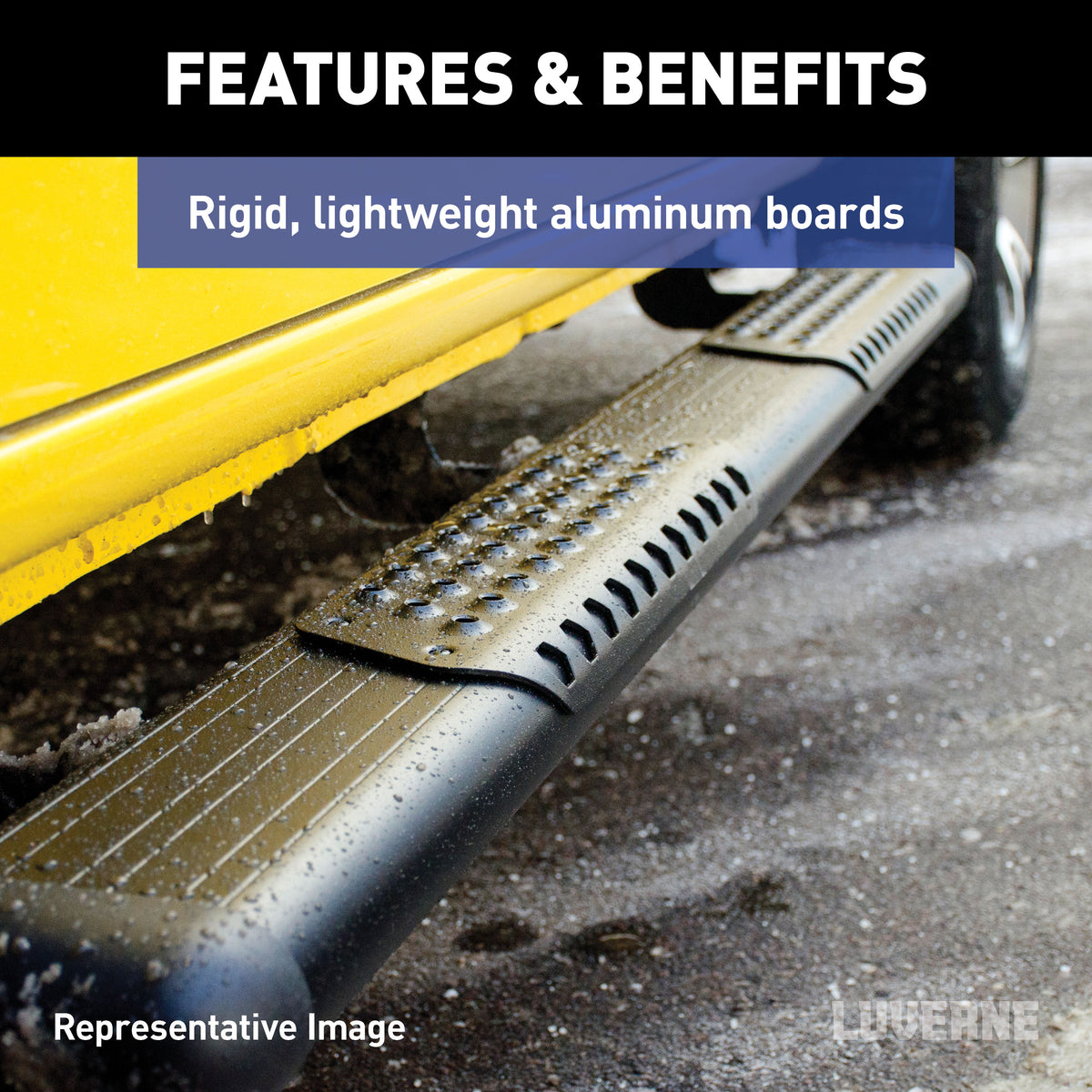 LUVERNE 584100-571477 O-Mega II 100-Inch, 36-Inch Black Aluminum Side Steps, Compatible with Select Ram ProMaster