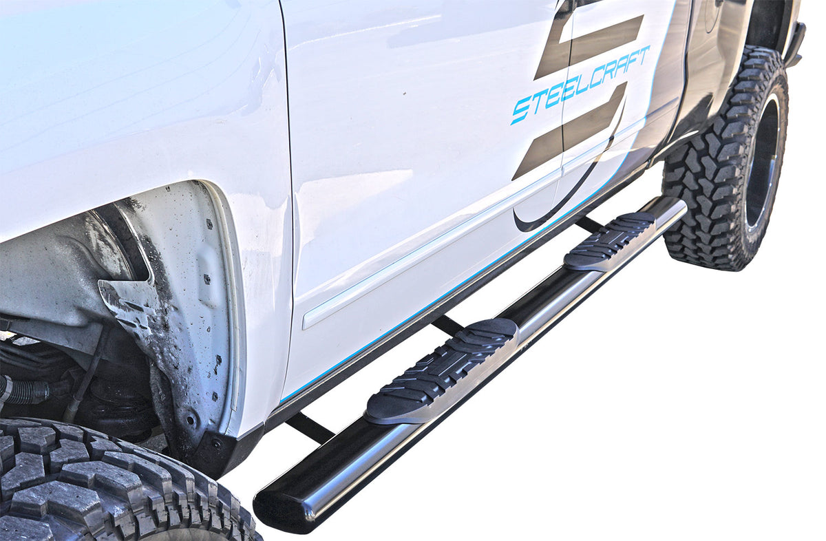 Steelcraft 5" Oval Sidebars - Black - 2014-2016 Ford Super Duty Crew Cab (412469B)