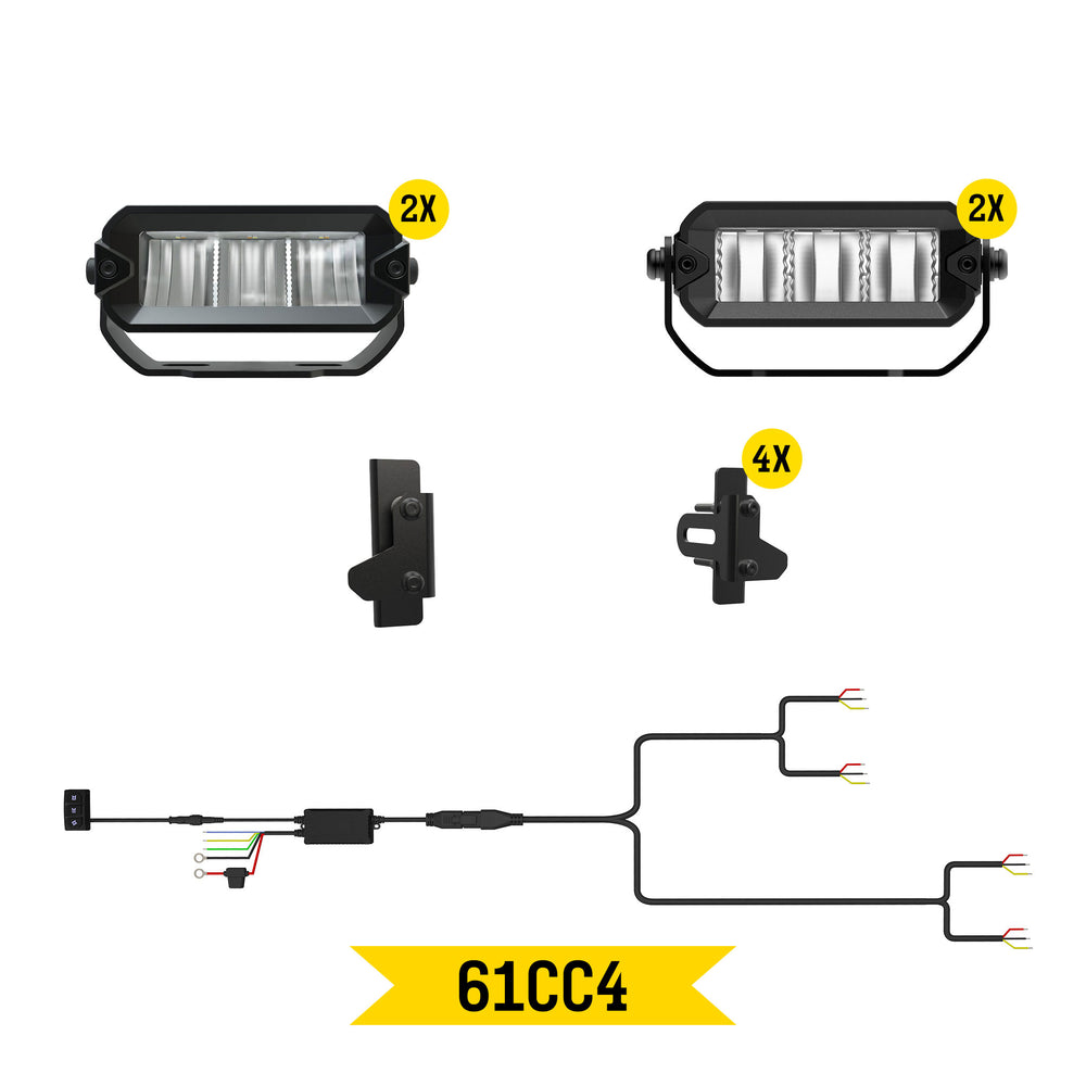 ARC Lighting Tiny Monster Grille Kit, Silverado 1500 LT/LTZ/RST, 2022-25, 4 Bars - Part 61CC4