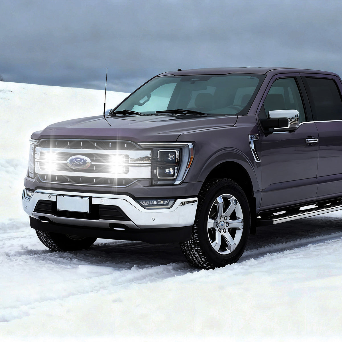 ARC Lighting Tiny Monster Grille Kit for F-150 Lariat/Lariat Sport, 2021-23, 4 Light Bars - Part 61F24