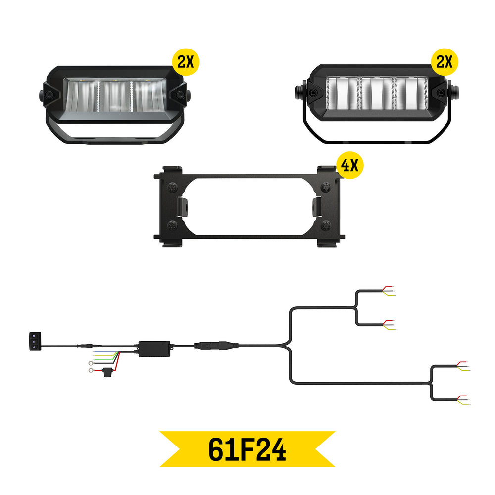 ARC Lighting Tiny Monster Grille Kit for F-150 Lariat/Lariat Sport, 2021-23, 4 Light Bars - Part 61F24