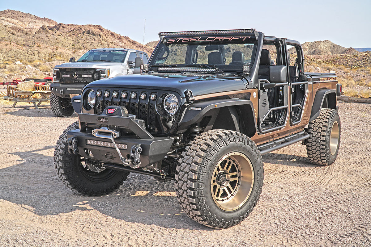 Steelcraft Stubby Front Bumper - Textured Black - 2014-2025 Jeep Wrangler JK/JL/JT Gladiator (70-92620)