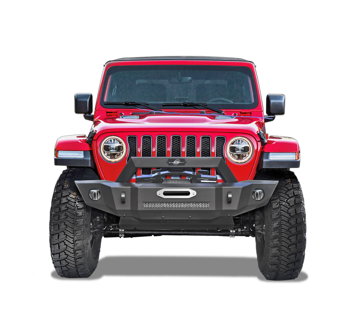 Steelcraft Mid-Width Front Bumper - Textured Black - 2014-2025 Jeep Wrangler JK/JL/JT Gladiator (70-92630)